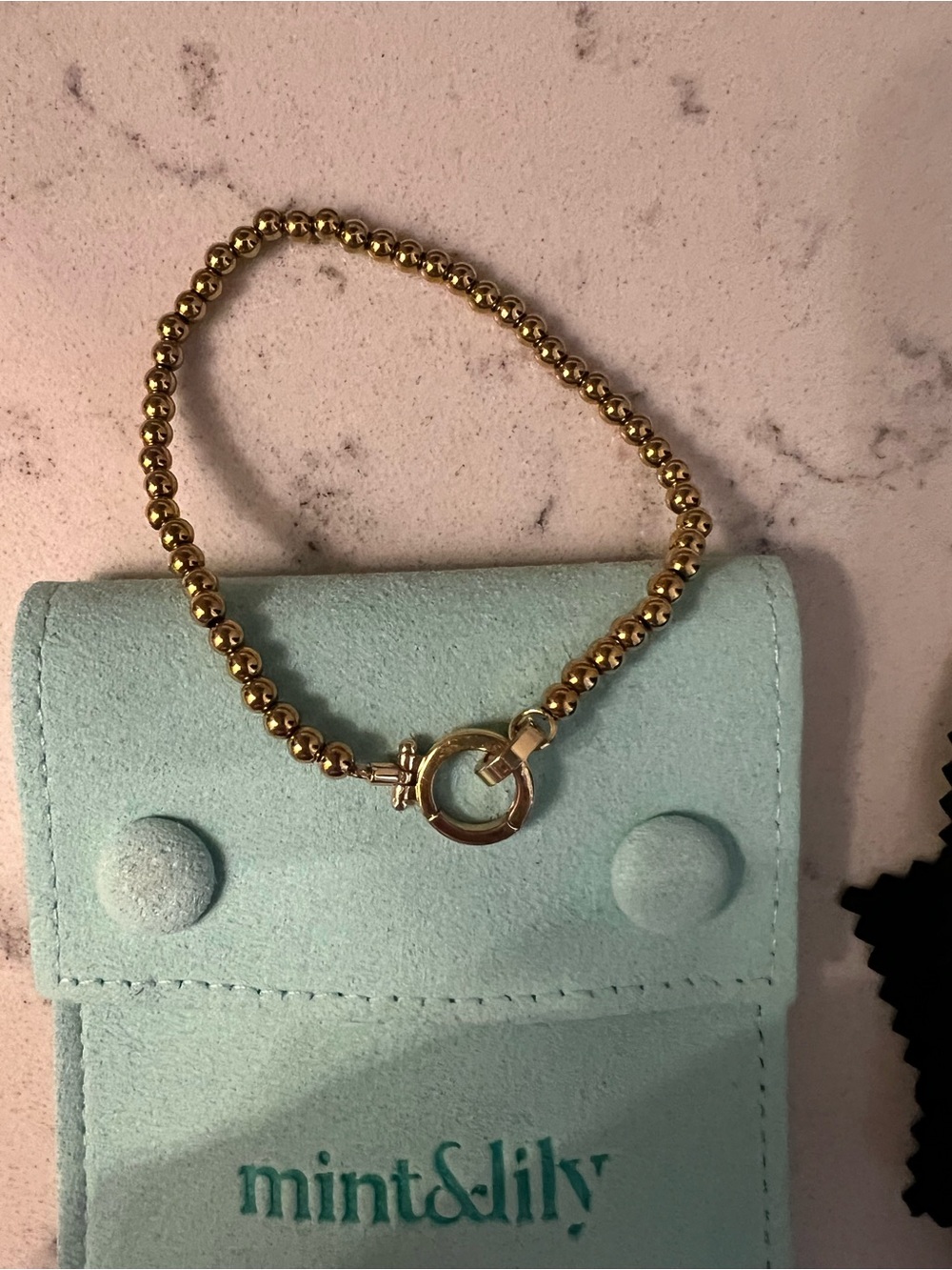 Mint & Lily Polished Gold Bead Bracelet with Toggle Ring